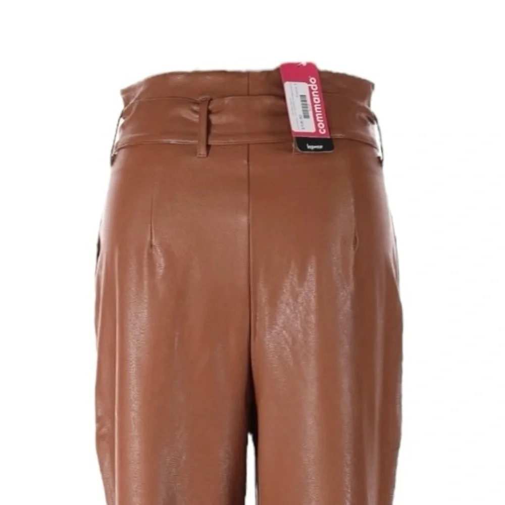 Commando Faux Leather Paperbag Waist Pants Brown Cocoa Tie Belt High Rise NWT S